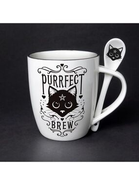 New! Alchemy of England (Alchemy Gothic) Purrfect Brew Cup & Spoon Set